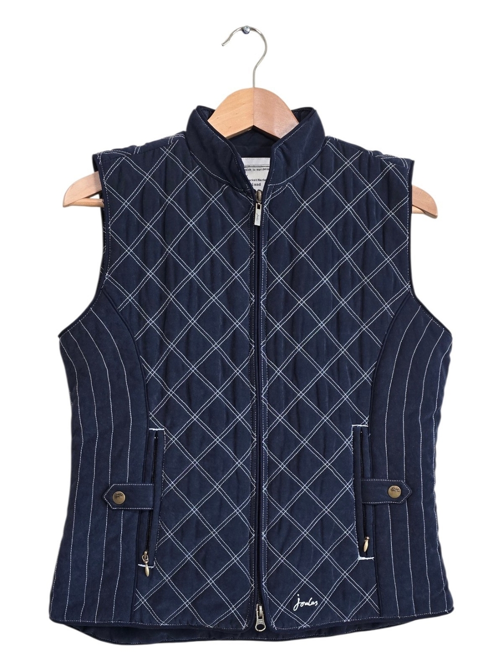 Joules Nimba Navy Blue Quilted Vest Bodywarmer Equestrian Size 8 Country Preppy